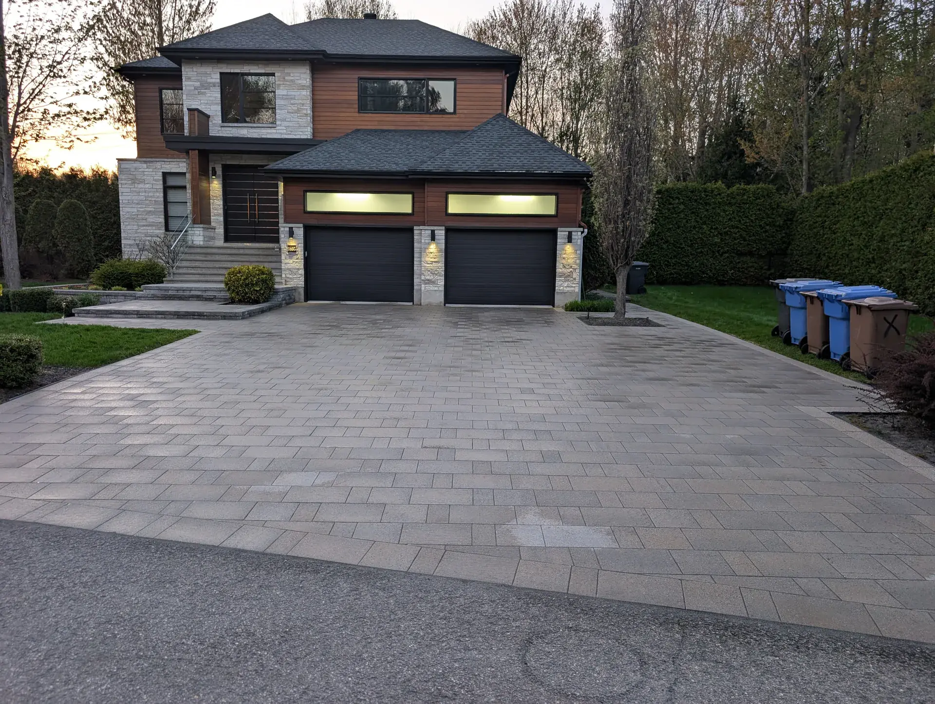 Installation d'entrée en pavé uni